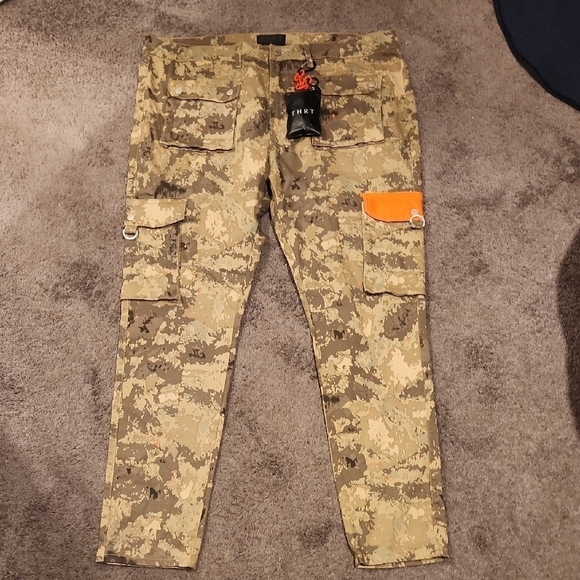 THRT Camouflage Cargo Pants with Orange Accent - Picture 1 of 9